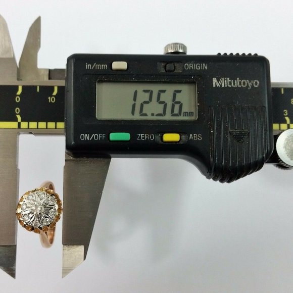 Exquisite 14K Karat 585 Stamp Solid Two Tone Multi Color Gold Ring with Diamonds - Picture 11 of 12